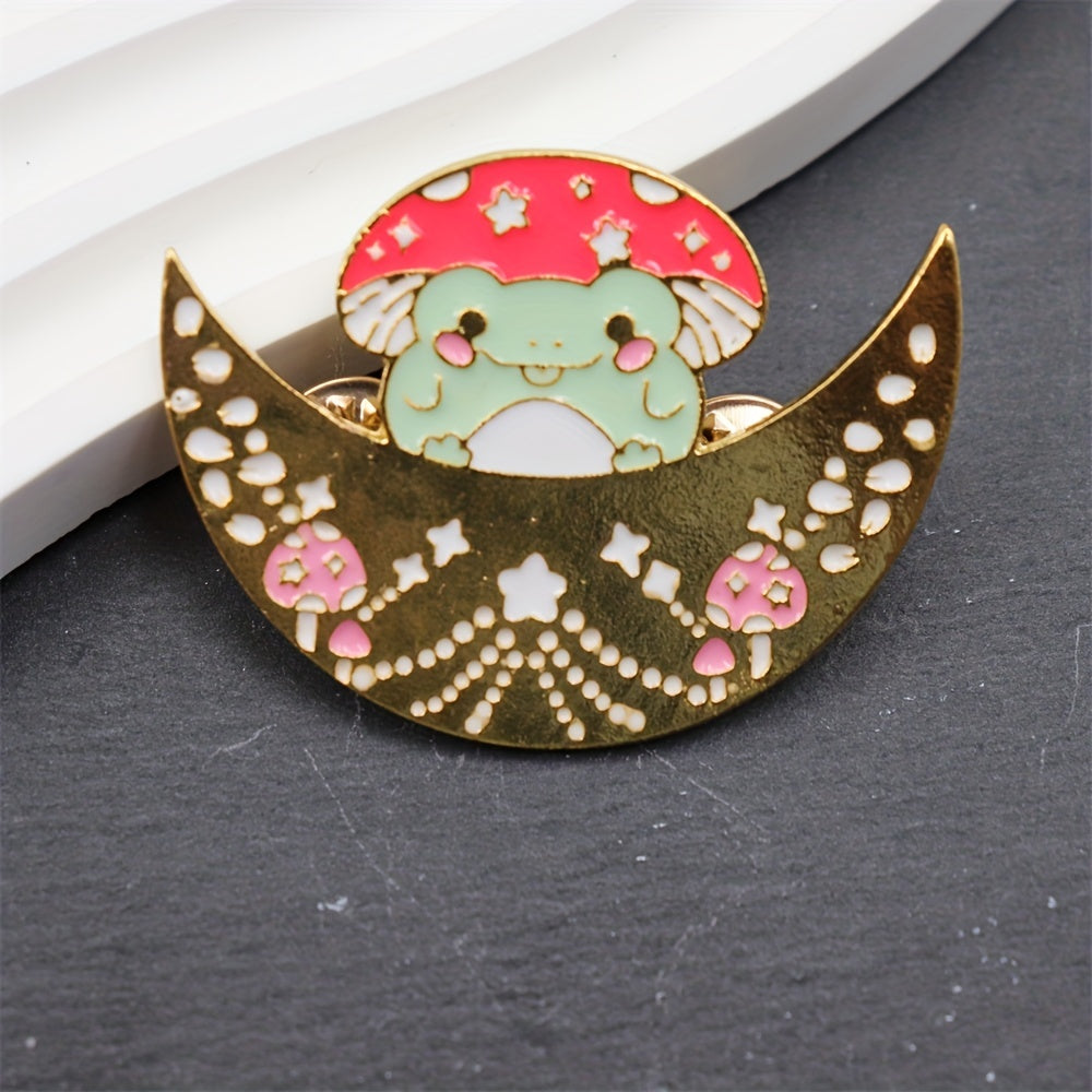 Creative Frog Mushroom Pattern Brooch for Men