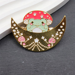 Creative Frog Mushroom Pattern Brooch for Men