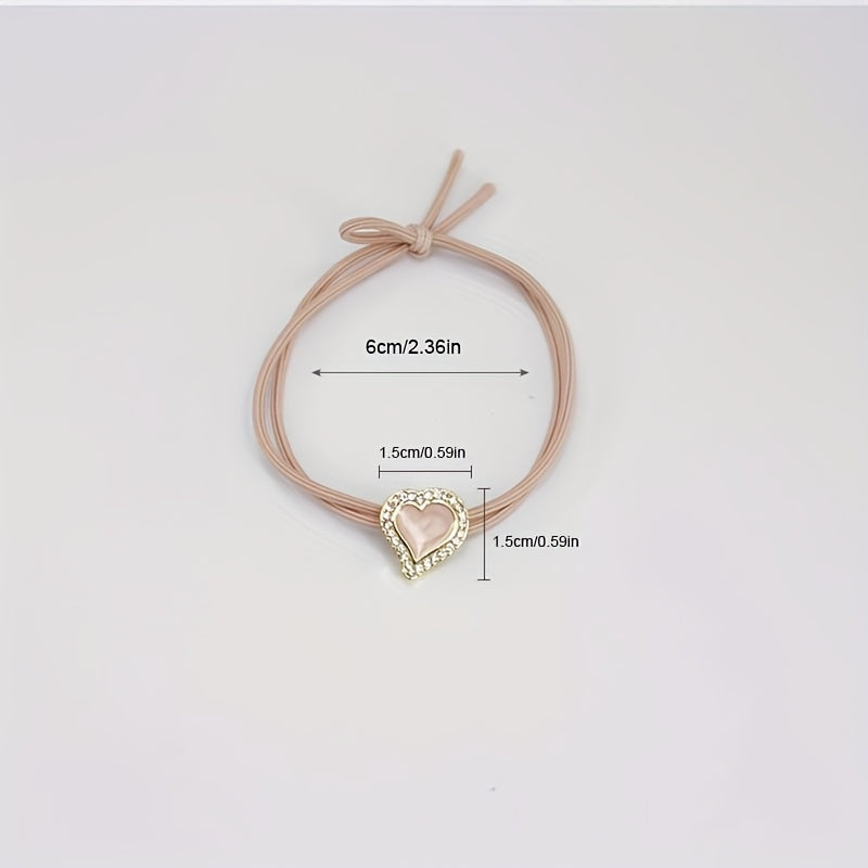 Heart Rhinestone Hair Tie Four Clover Hair Rope