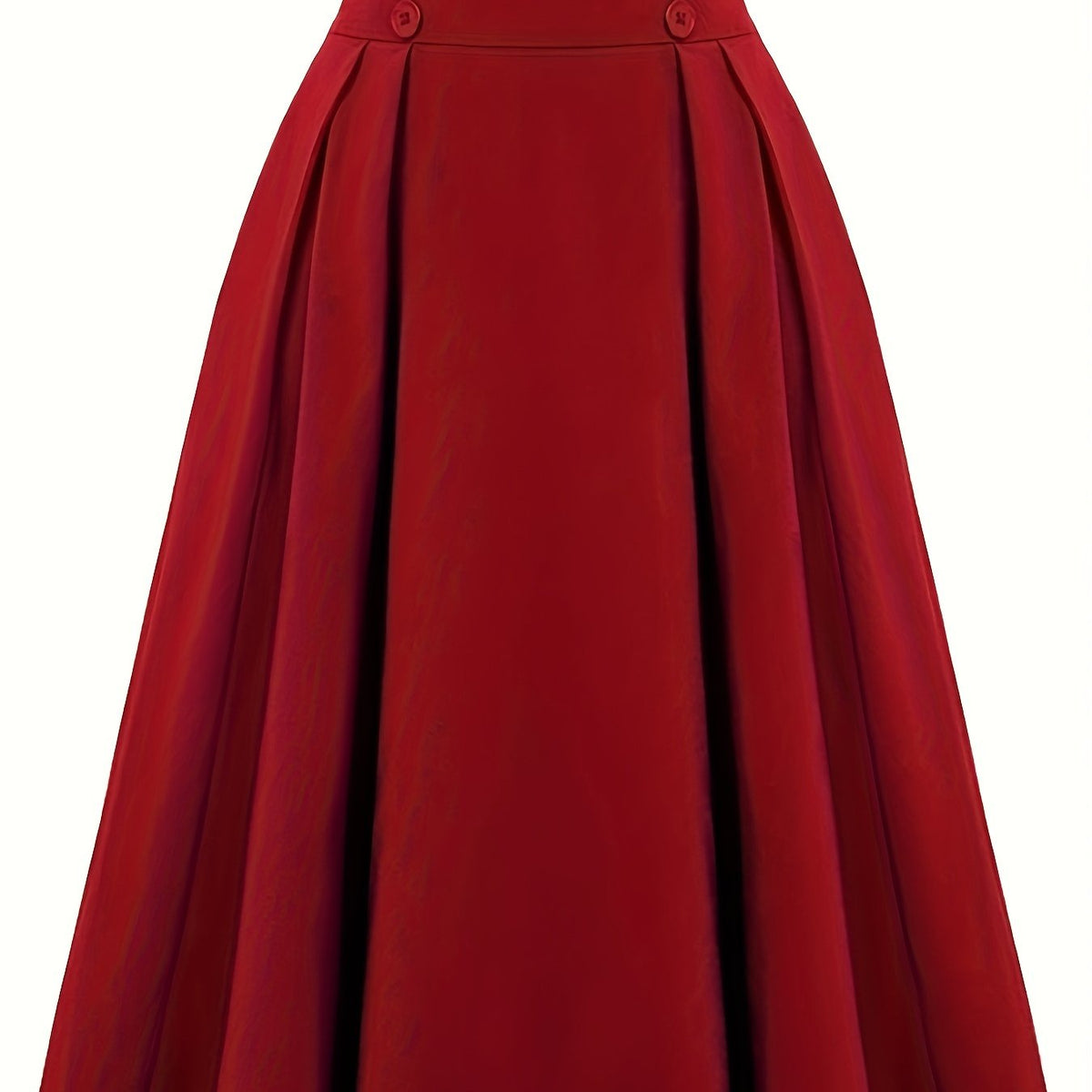 Vintage Button Front High Waist Pleated Skirt