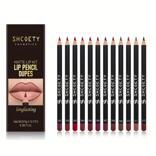 12pcs Lip Liner Set Waterproof Long Lasting Natural Look Lip Liner Crayon