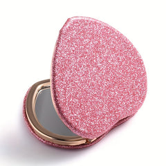 Glitter Pink Heart Shaped Mirror for Girls and Women - Makeup and Travel