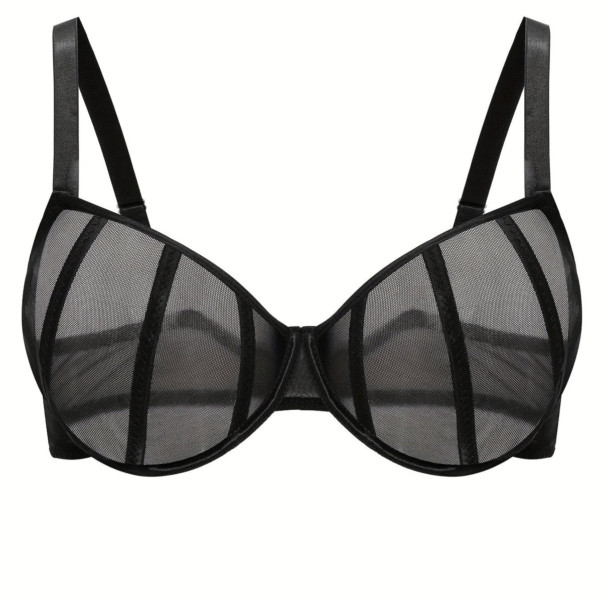  Sexy Striped Mesh Non Padded Underwire Bra