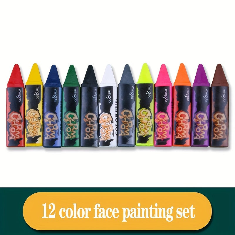 12 Color Body Paint Set for Halloween Parties and Cosmetics