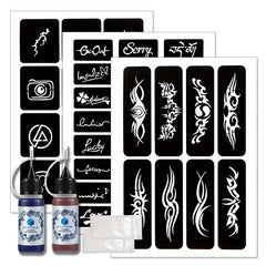 Hollow Tattoo Stencil Set with Red Tattoo Dye Paste