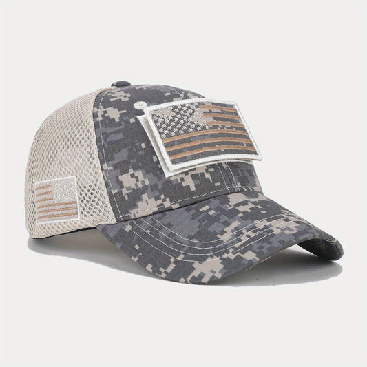 American Flag Camo Mesh Baseball Cap Outdoor Sports Sunshade Peaked Cap
