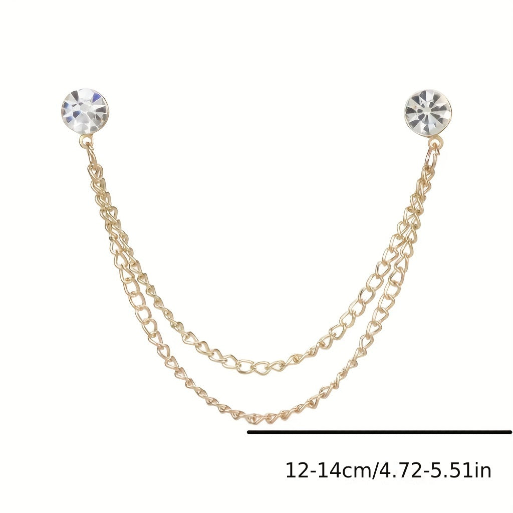 Rhinestone Chain Tassel Brooch Pin Clothing Jewelry