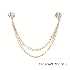 Rhinestone Chain Tassel Brooch Pin Clothing Jewelry