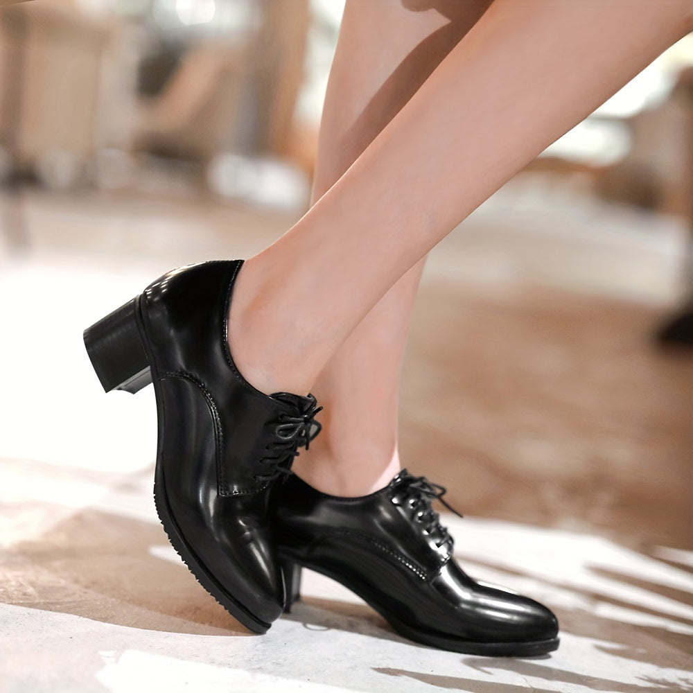 Women's Mid Heel Lace Up Office Court Pumps