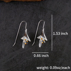 Lily Shape Ear Hook Earrings 925 Silver Plated Women's Ear Jewelry