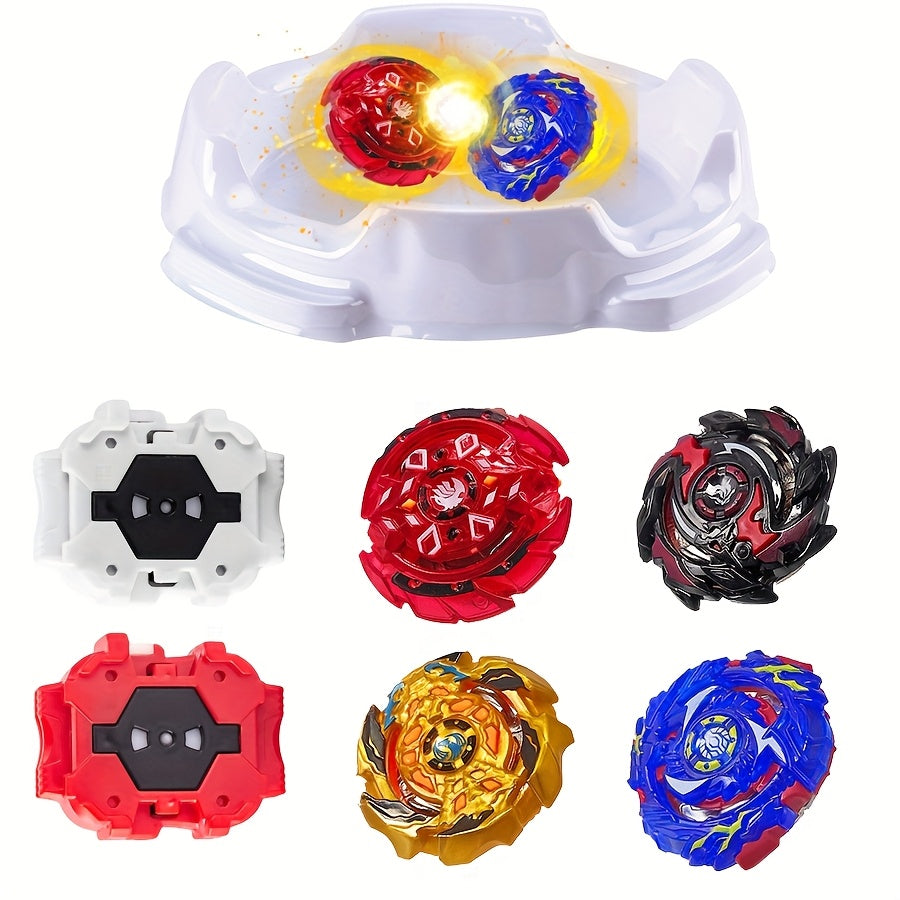 4pcs Spinner Set with Launcher Interactive Spinning Tops