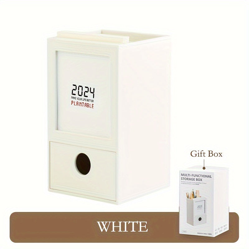 1pc Desk Calendar Note Storage Box Pen Holder Year School