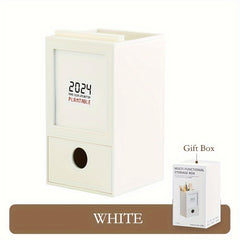 1pc Desk Calendar Note Storage Box Pen Holder Year School
