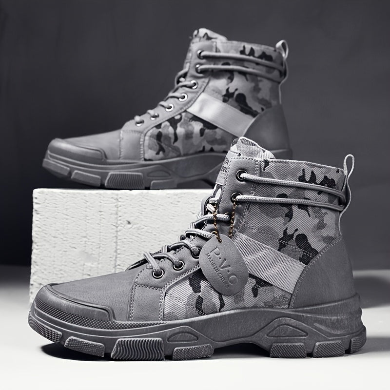 Men's High Camouflage Canvas Boots