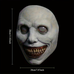 Creepy Smile Demon Halloween Mask with Red Stitched Eyes & Mouth