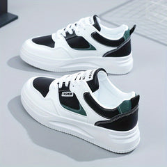 Women's Letter Patch Skate Shoes Low Top Lace Up Shoes