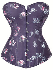 Floral Print Corset Tummy Control Lace Up Body Shaper Women's Lingerie