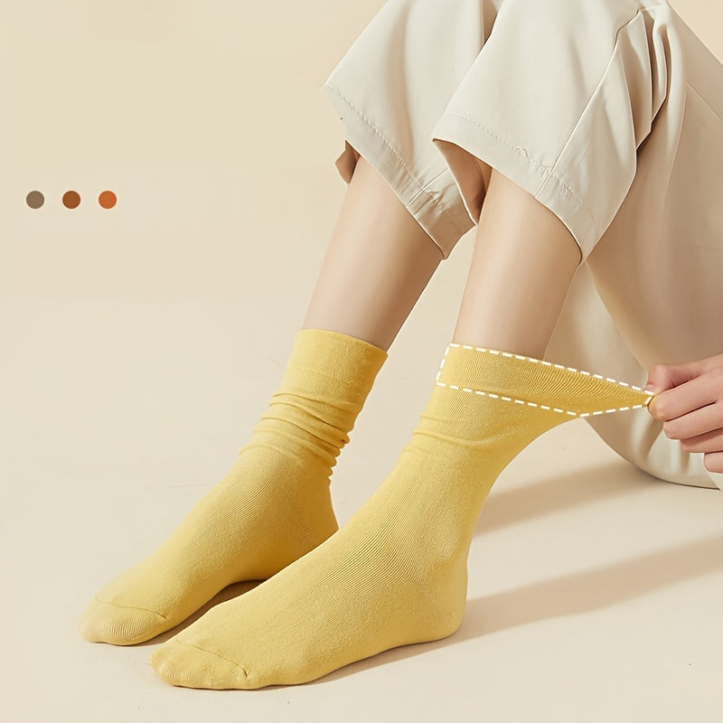 3 Pairs Solid Socks Comfy & Breathable Women's Stockings & Hosiery
