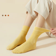 3 Pairs Solid Socks Comfy & Breathable Women's Stockings & Hosiery