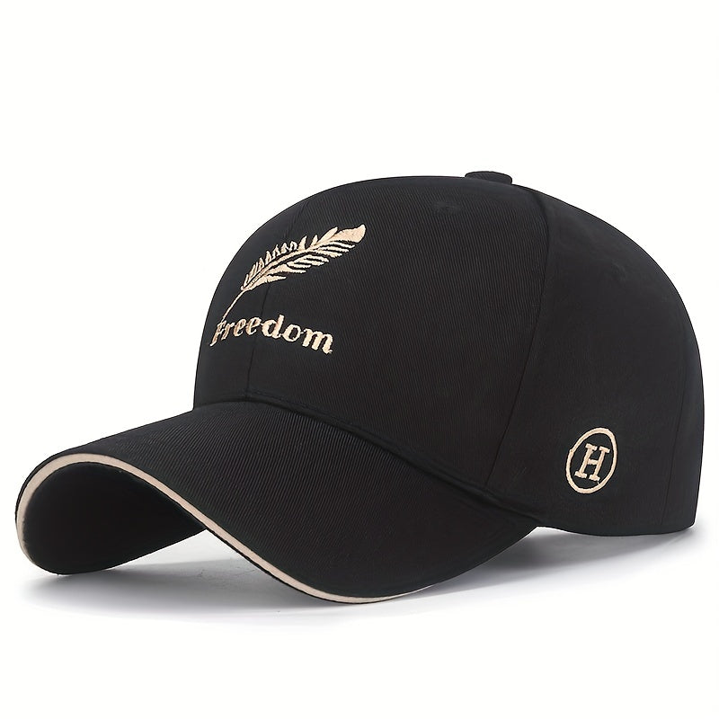 Feather Wheat Embroidery Baseball Cap Solid Cotton Dad Hat Unisex Casual Couple