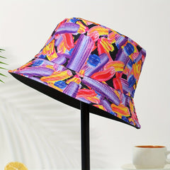 Striped Graffiti Print Bucket Hat Hip Hop Tie Dye Casual Fisherman Cap