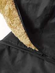 Men's Hooded Fleece Jacket Windproof Warm Retro Style