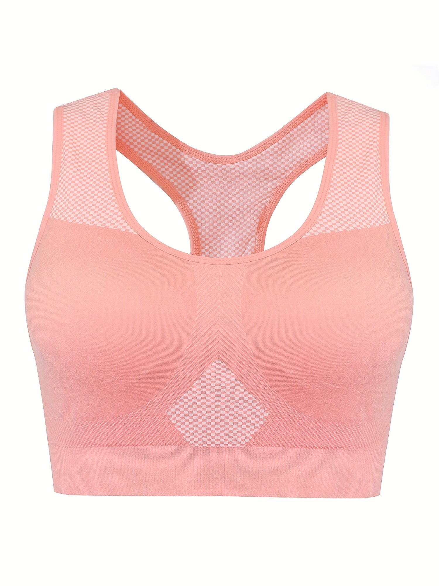  Sporty Bra Women's Geometric Pattern Round Neck Bra
