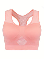  Sporty Bra Women's Geometric Pattern Round Neck Bra