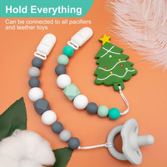 Baby Pacifier Clips Set Silicone Beads Nipple Holder Teething Toys