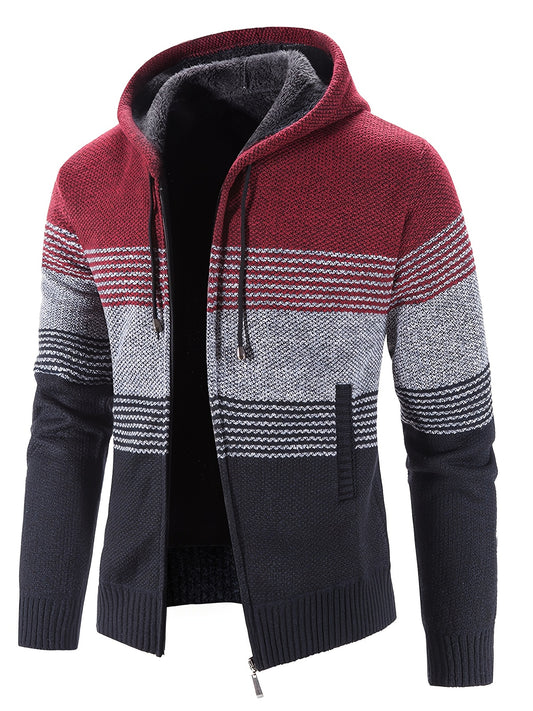 Men's Plush Hooded Sweater for Fall Winter
