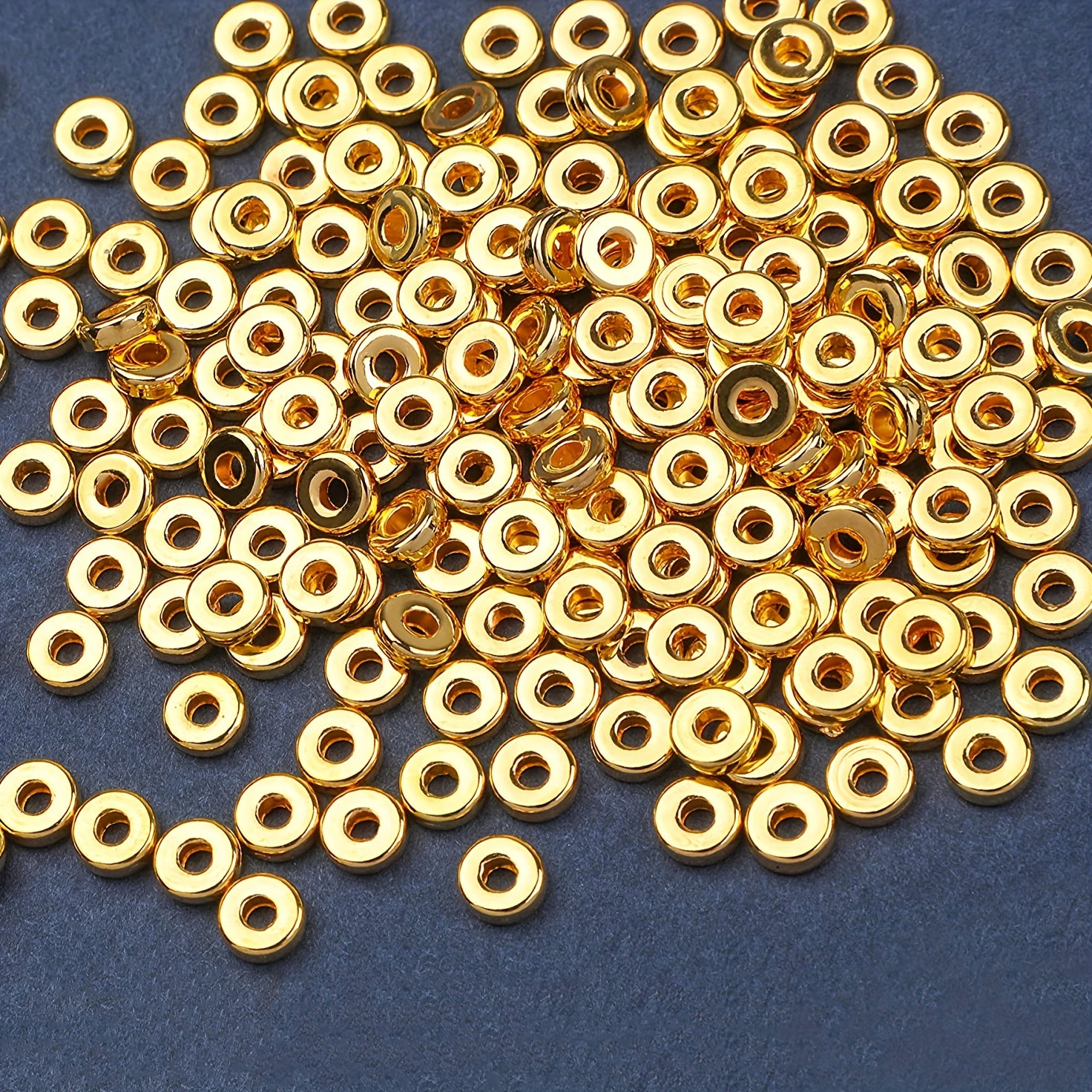 300pcs 6mm Golden & Silver Flat Round Spacer Beads Disc for DIY Jewelry Making