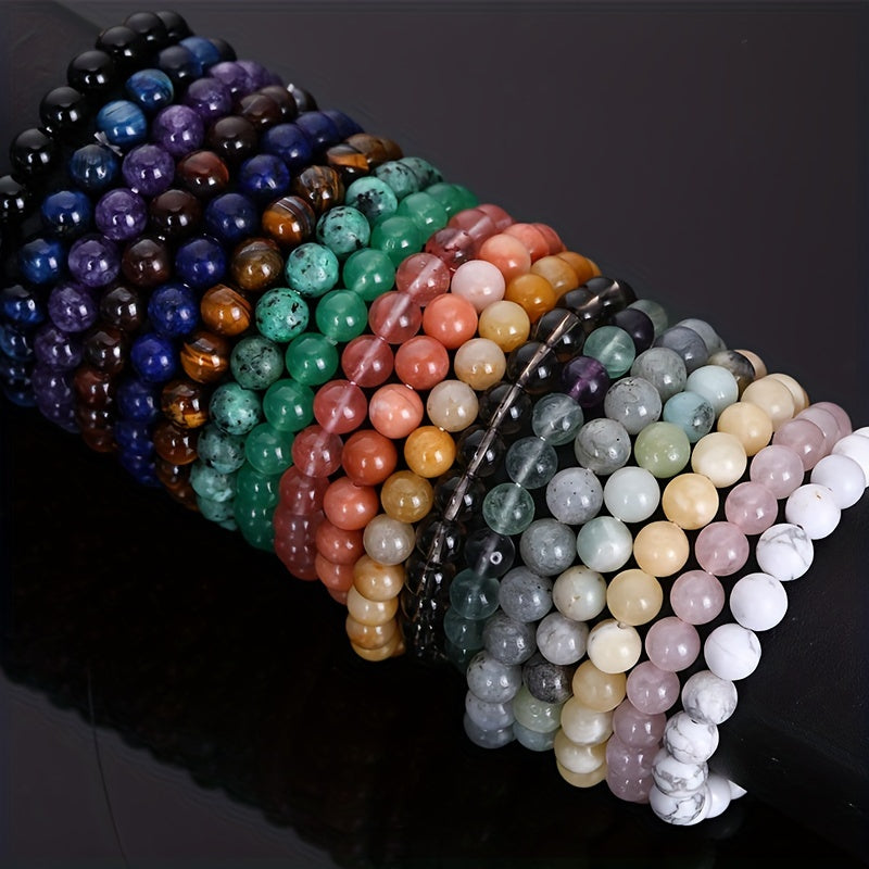 8mm Natural Stone Beaded Bracelet Healing Energy Semi Precious Gemstone