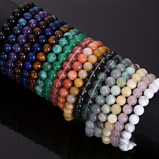 8mm Natural Stone Beaded Bracelet Healing Energy Semi Precious Gemstone