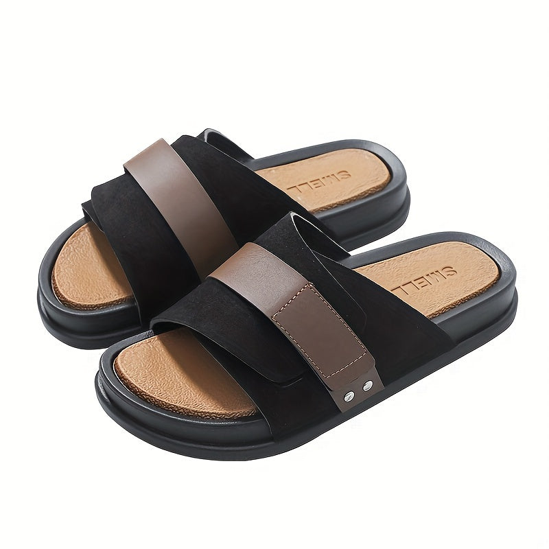 Men's Dull Polished Slip On Outdoor Slides Summer Slippers