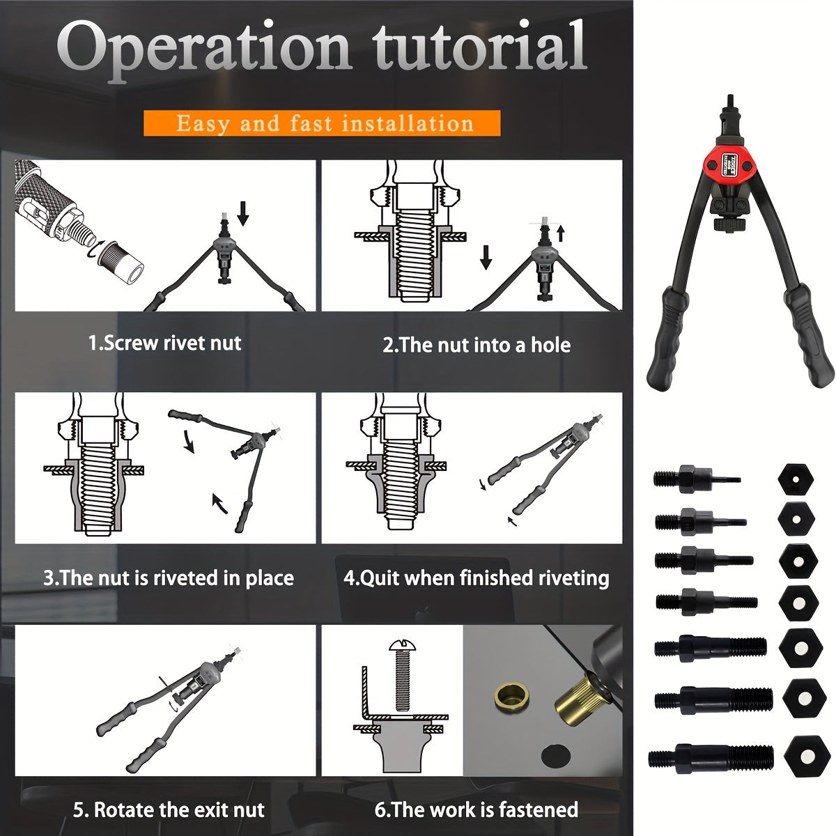 Rivet Tool Kit Hand Rivet Nut Tool Manual Riveting Tools
