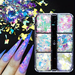 Mermaid Flake Nail Glitter Sequins Iridescent Ice Slag Nail Sticker
