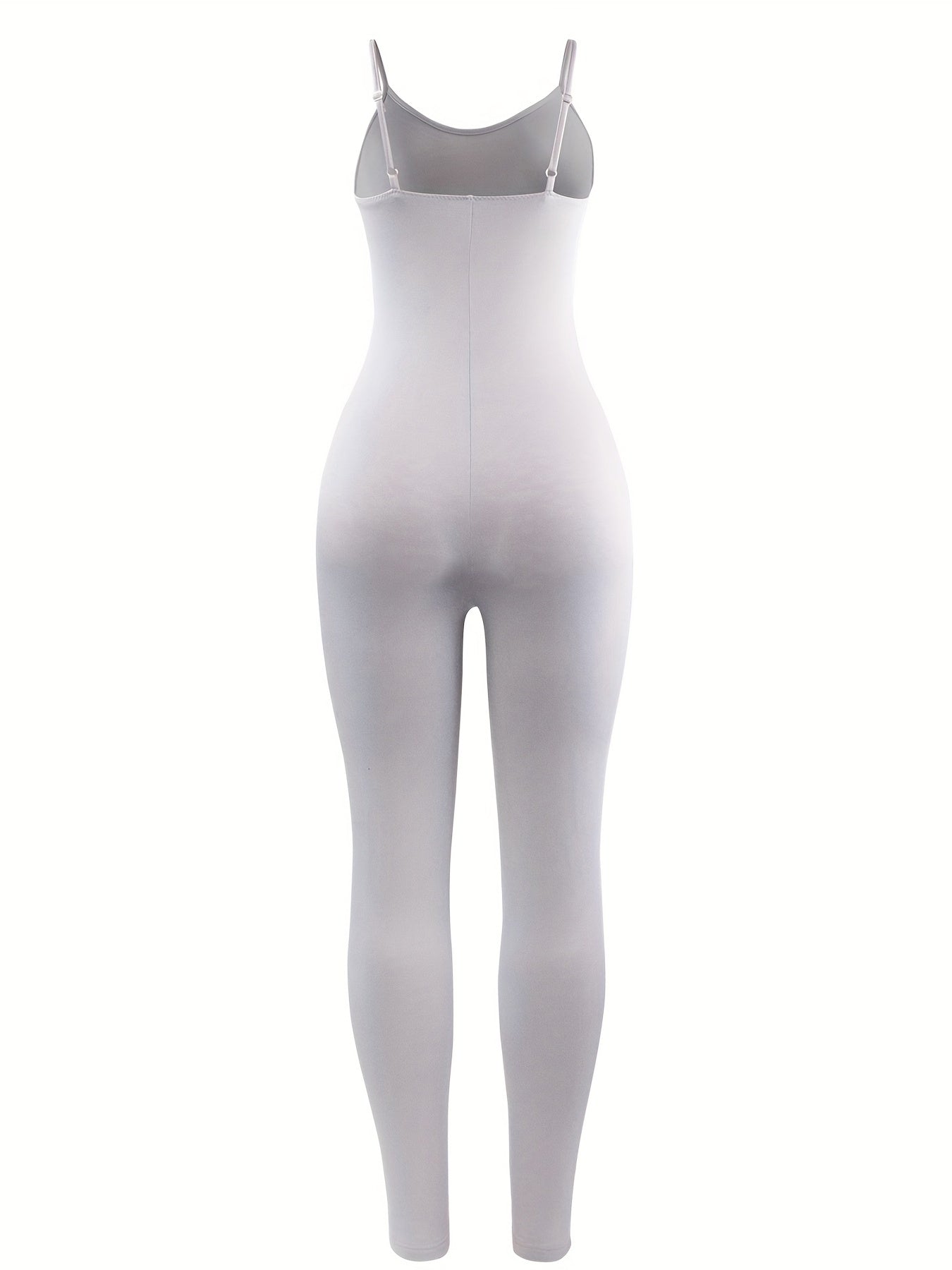 Solid Cami Jumpsuit Casual High Stretch Sleeveless Long Length Jumpsuit