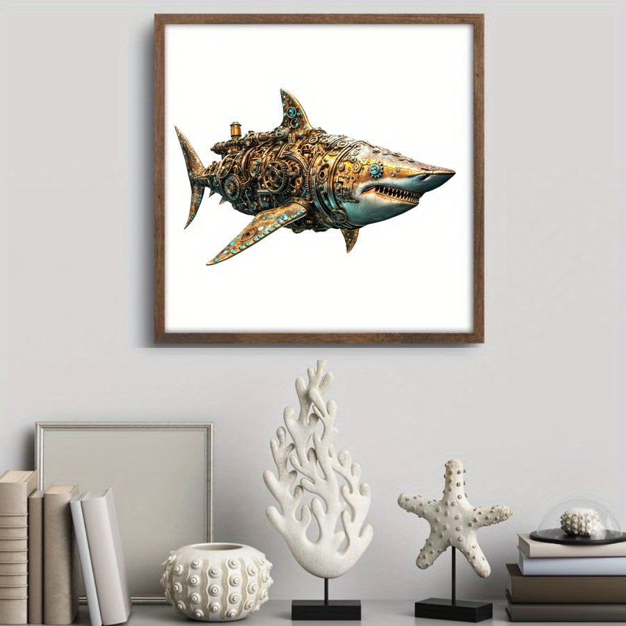 Steampunk Mechanical Shark Wooden Puzzle Gears Cogs Brain Teaser Home Decor Gift