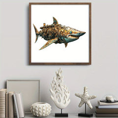 Steampunk Mechanical Shark Wooden Puzzle Gears Cogs Brain Teaser Home Decor Gift