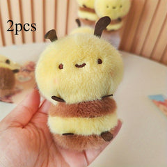 2pcs Cute Bee Plush Dolls 4 Inch Keychain Pendants for Collectors and Home Decor