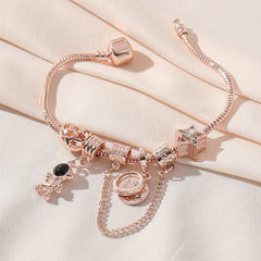 Romantic Starry Sky Bracelet with Faux Diamonds Rhinestone and Moon Astronauts