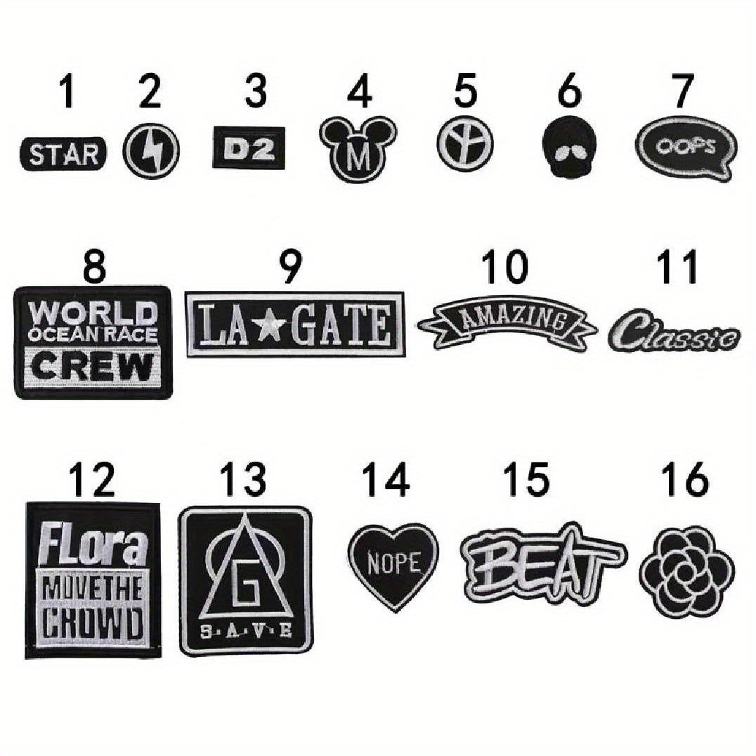 16pcs Iron On Patches Sew On Embroidered Applique Repair Patch Kids Decorative
