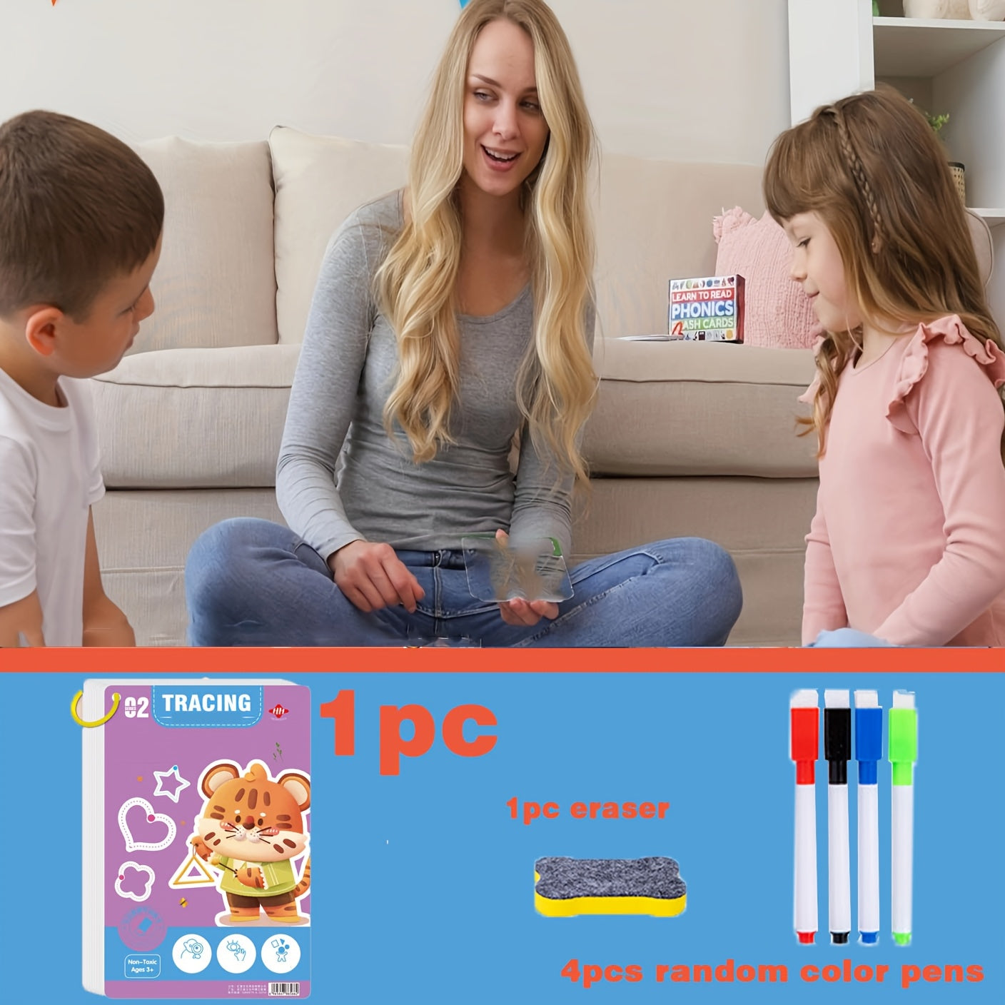 Reusable Erasable Exercise Book Set with Pen for Kids Ages 3-8