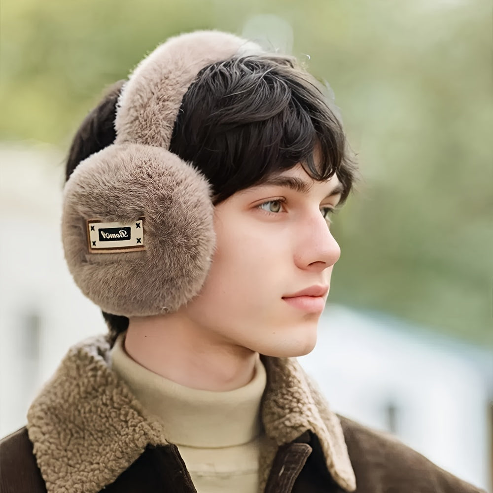 Polyester Earmuffs for Men Warm Plush Lined Ear Warmers