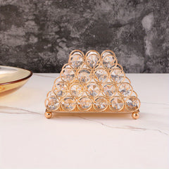 Golden Crystal Rhinestone Napkin Holder Vertical Style Paper Clip