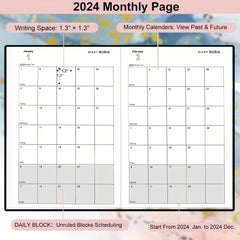 1pc A5 Page A Diary January-December Monthly Planners Banded Cover