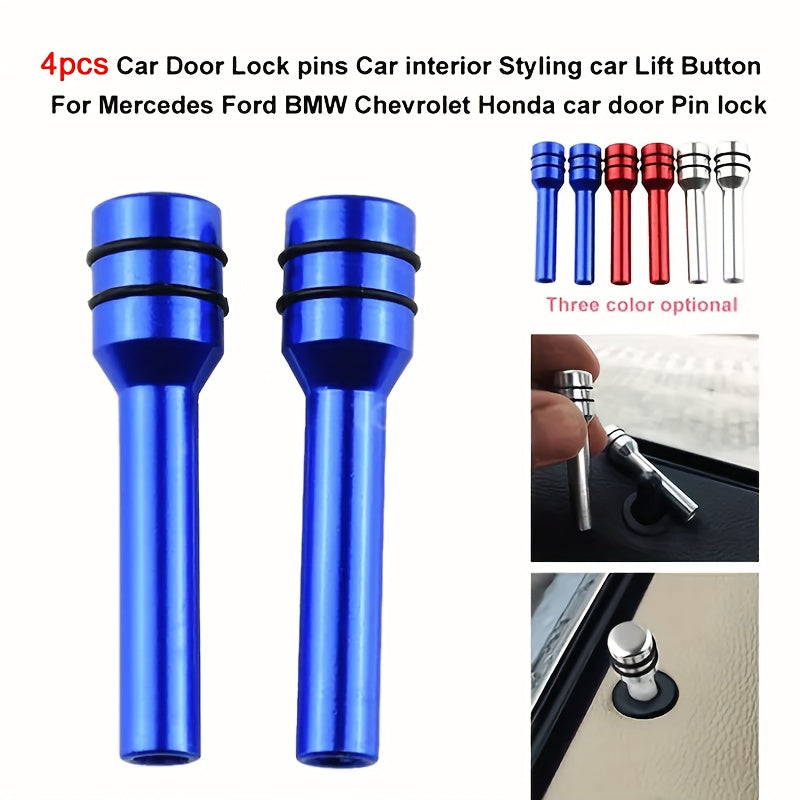 4pcs Car Security Door Lock Pins Universal Interior Door Lock Knob Pull Pins