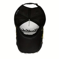 Ripped Letter Embroidery Baseball Cap Vintage Washed Distressed Cotton Dad Hats