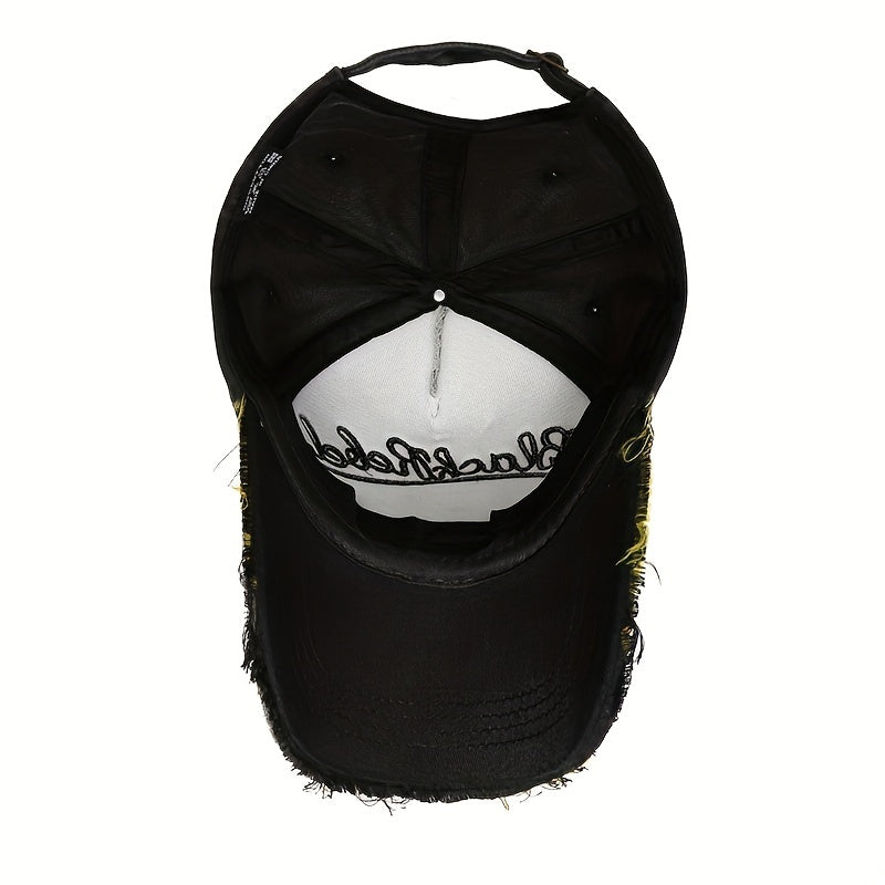 Ripped Letter Embroidery Baseball Cap Vintage Washed Distressed Cotton Dad Hats