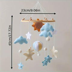 Nordic Hot Air Balloon & Star Felt Crib Decor - Cloud Wind Chime